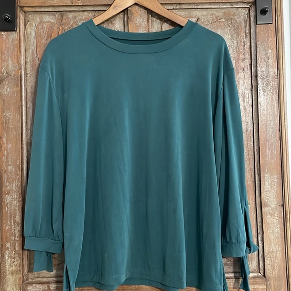 LOFT Outlet Teal Green 3/4 Sleeve Top with Ties Size M - Picture 1 of 10